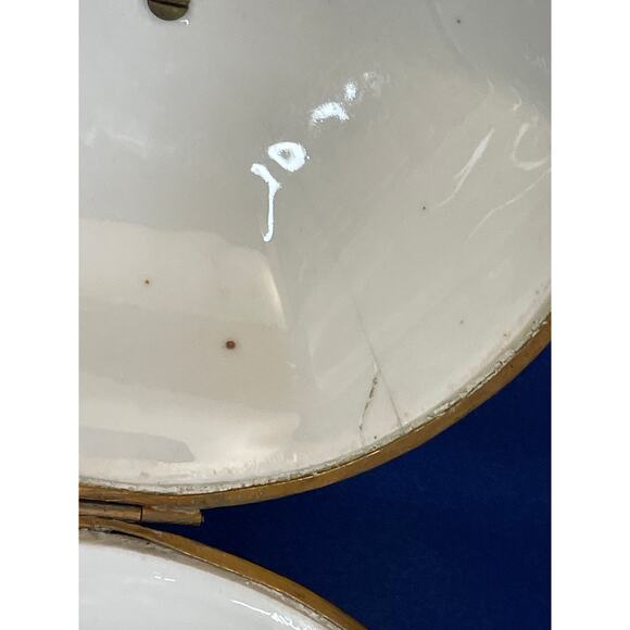 Antique Porcelain and Brass French Victorian Design Footed Powder or Trinket Box - Picture 8 of 9